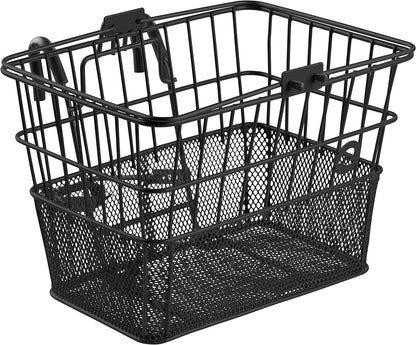 Retrospec Apollo Detachable Front Bike Basket Steel Half-Mesh with Integrated Detachable Hooks and