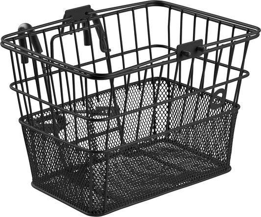Retrospec Apollo Detachable Front Bike Basket Steel Half-Mesh with Integrated Detachable Hooks and