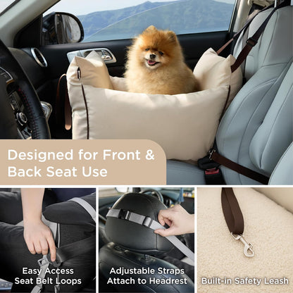 Lesure Small Dog Car Seat for Small Dogs - Dog Booster Seat for Car with Waterproof Bottom, Clip-On