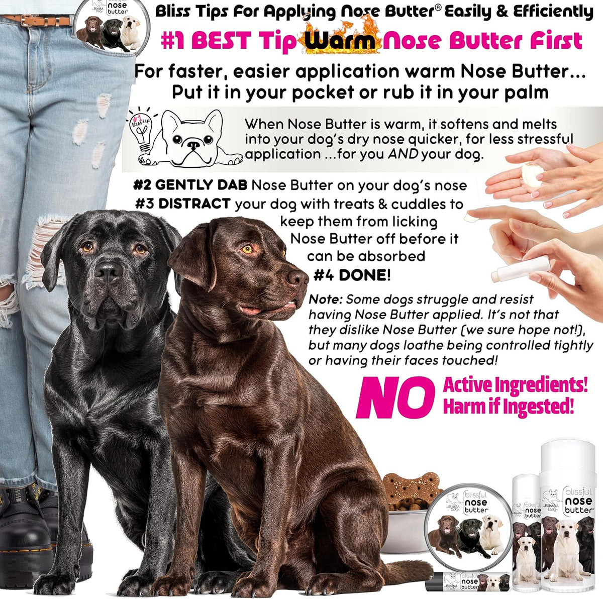 The Blissful Dog Labrador Retriever Nose Butter for Dry, Cracked Skin, Lick-Safe Dog Nose Balm with
