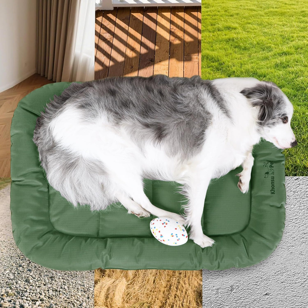 KHONSU PET Durable Dog Bed Tough and Tear Proof Dog Crate Bed, 800lbs Tear Strength PVC-Backed