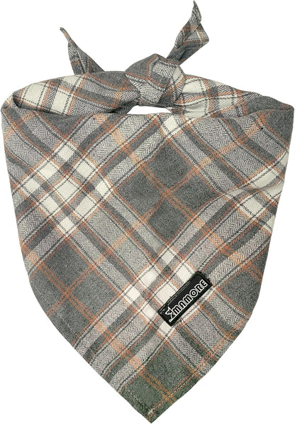 Adjustable Plaid Dog Bandanas,1PC Soft Washable Cotton Triangle Bib Kerchief Scarfs for Small