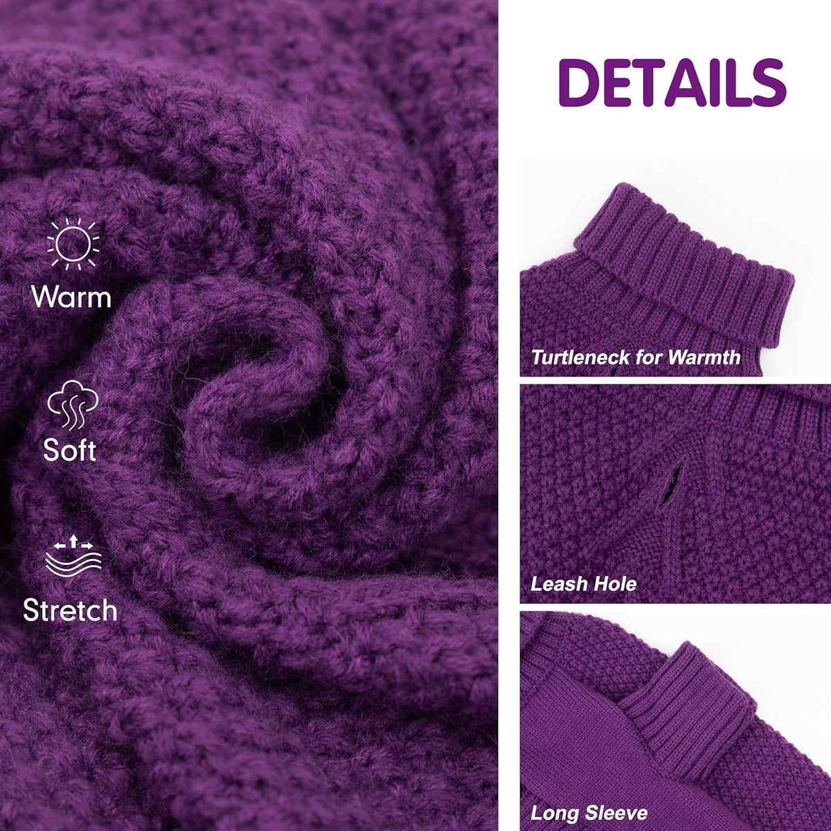 cyeollo Dog Sweater Pullover Turtleneck for Large Dogs, Classic Knitwear Fall Winter Cold Weather
