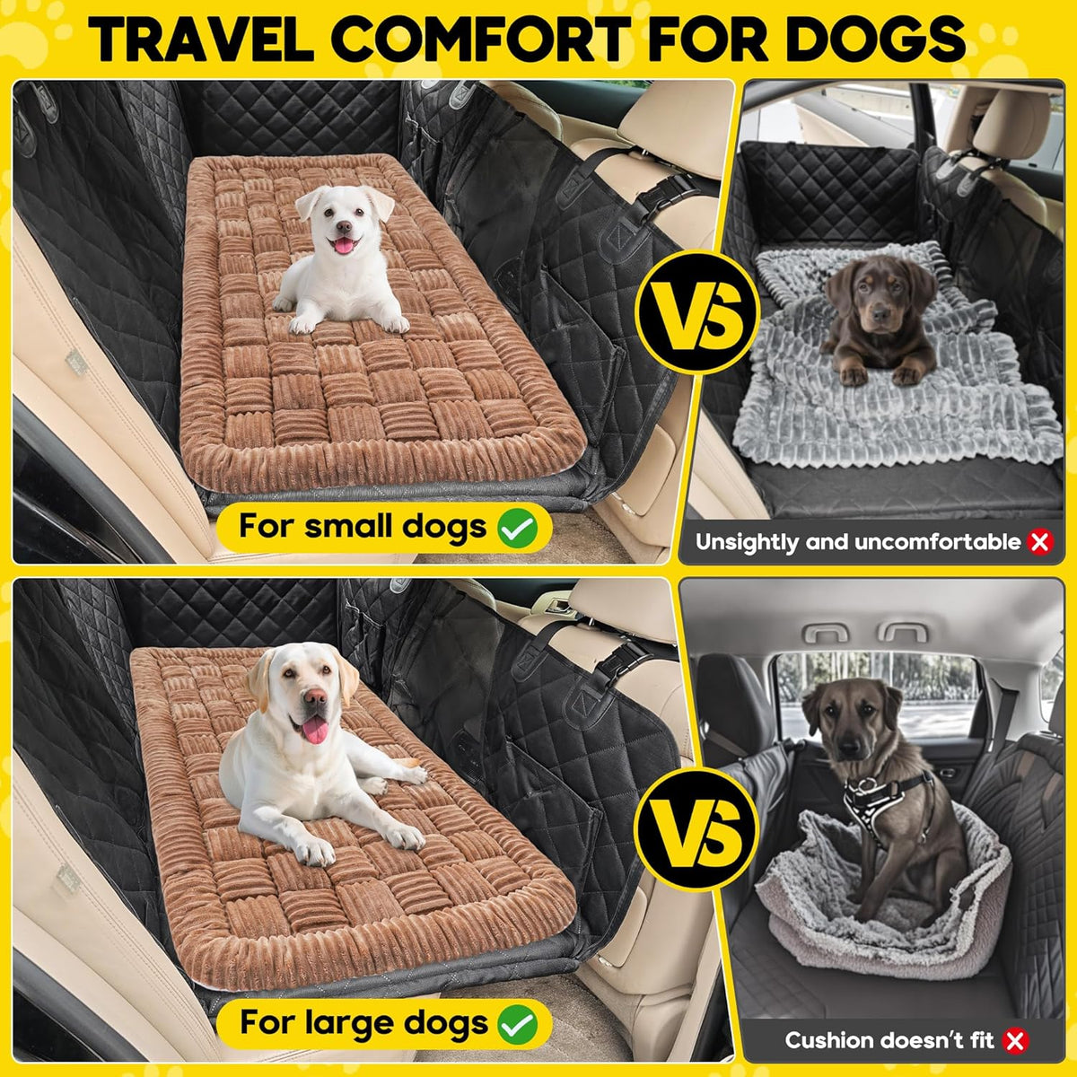 Dog Car Bed Mat, Non-Slip Backseat Extender Pet Blanket, Plaid Dog Bed for SUVs, Sedans & Trucks