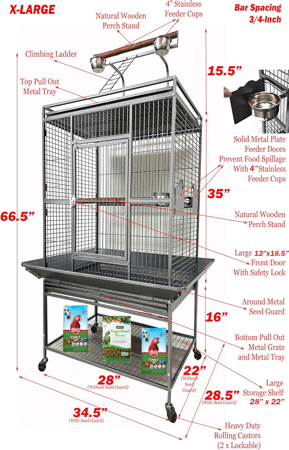 X-Large Elegant and Durable Wrought Iron Play Ground Perch Stand Top Climbing Ladder Bird Parrot