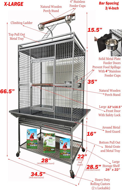 X-Large Elegant and Durable Wrought Iron Play Ground Perch Stand Top Climbing Ladder Bird Parrot