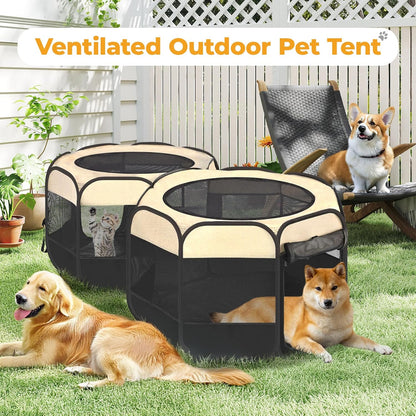 EighteenTek 2-in-1 Pop Up Cat Playpen XLarge, Dog Puppy Pet Playpen, Indoor Outdoor Cats Enclosed