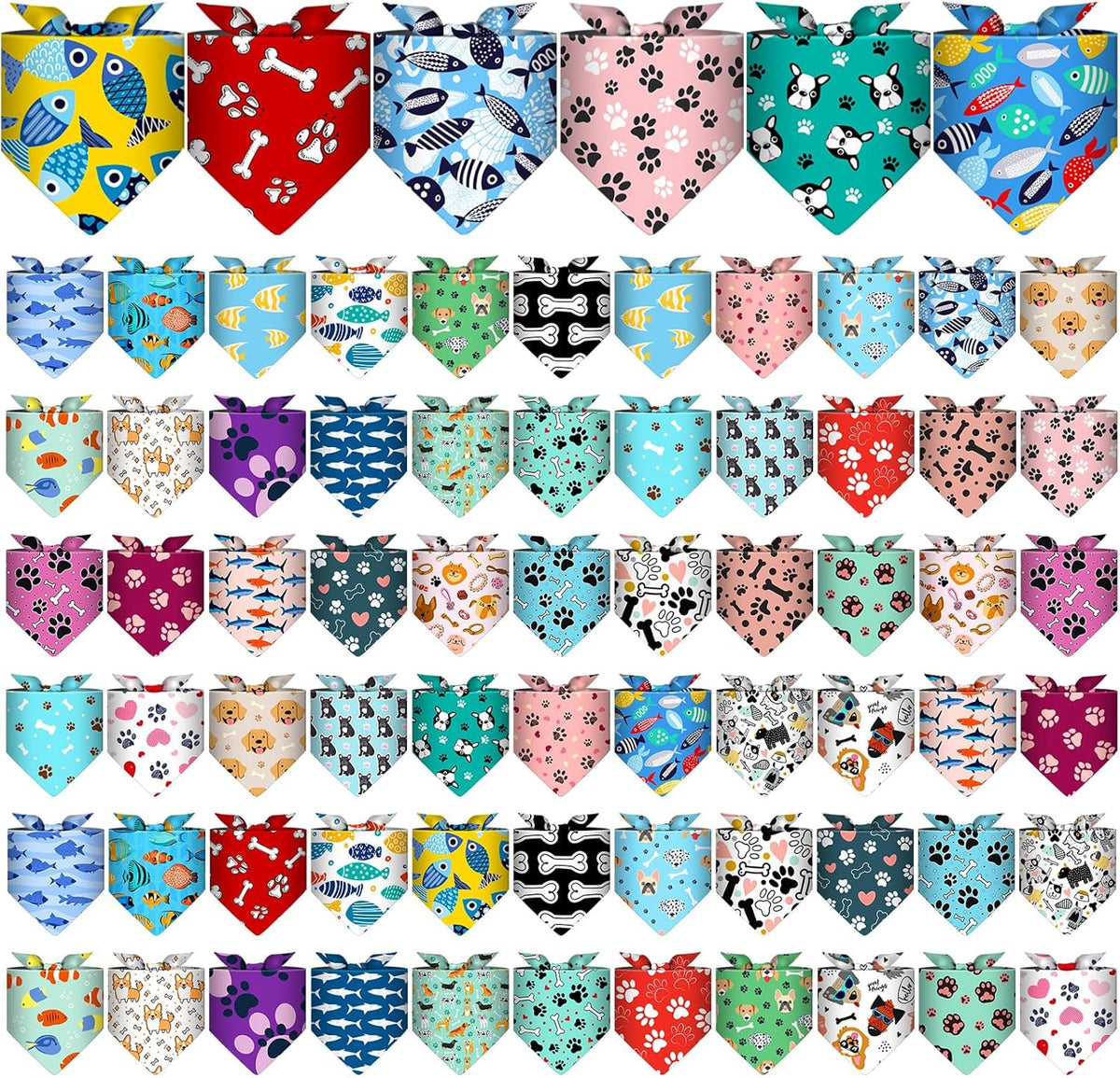 Reginary 72 Packs Dog Bandanas Bulk Triangle Scarf Bibs Adjustable Dog Bibs Bandanas for Pet