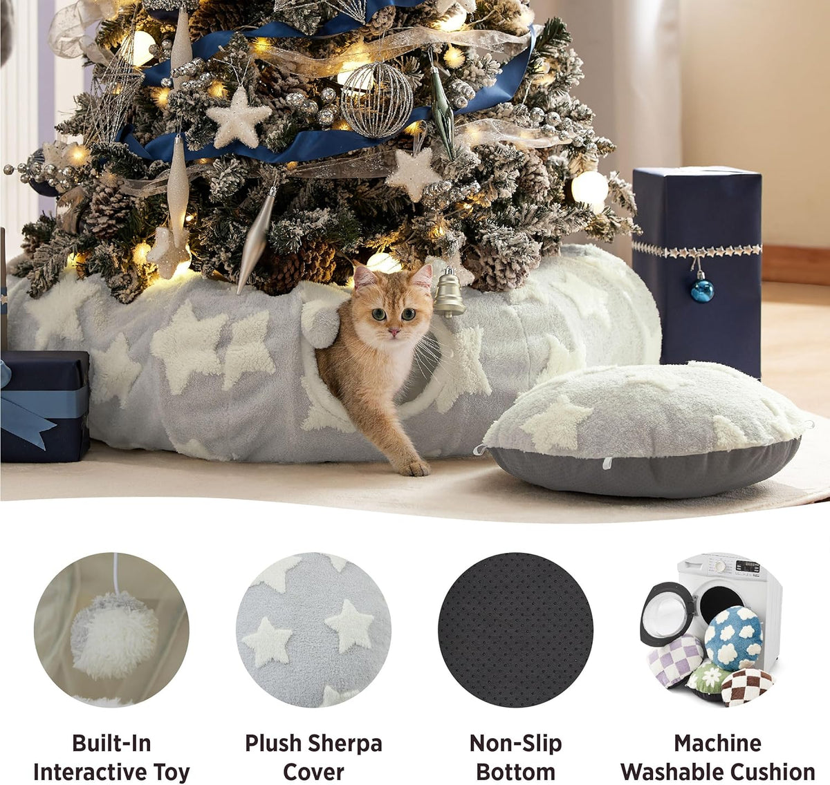 Lesure Cat Tunnel Bed for Indoor Cats - Cute Cat Donut Tunnel Toys for Small Large Cats with