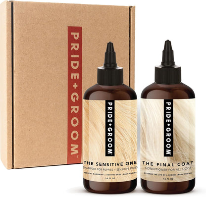 Pride and Groom The Sensitive One Box Set – Dog Shampoo & Conditioner with All Natural Blend of