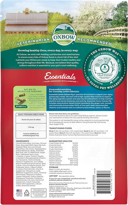 Oxbow Essentials Guinea Pig Food, Senior, Made Alfalfa for Guinea Pig, Pet Food Pellets with