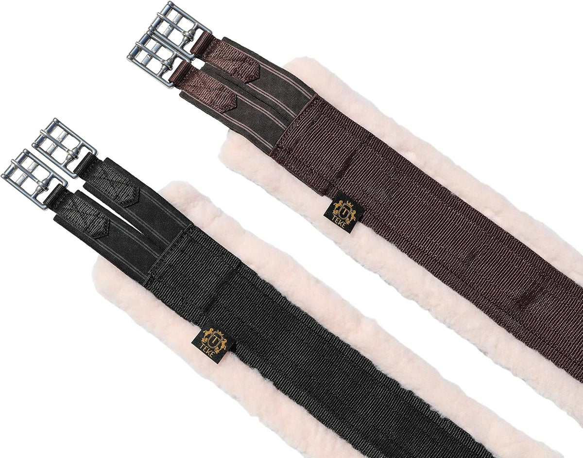 T TEKE Daily English Girths for Horses: Padded with Fleece, Double-Sided Heavy-Duty Elastic and
