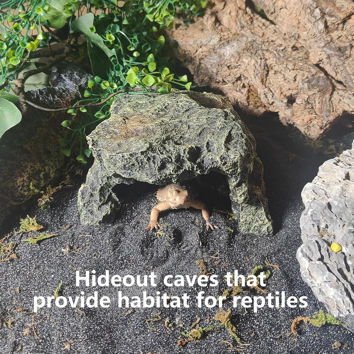 BNOSDM Reptile Hideout Rock,Tortoise Hide Cave,Resin Rock,Lizards Hideaway,Turtle Basking