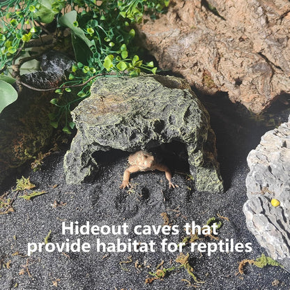 BNOSDM Reptile Hideout Rock,Tortoise Hide Cave,Resin Rock,Lizards Hideaway,Turtle Basking