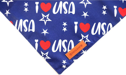 Realeaf 4th of July Dog Bandanas 2 Pack, Triangle Reversible American Flag Pet Patriotic Scarf for