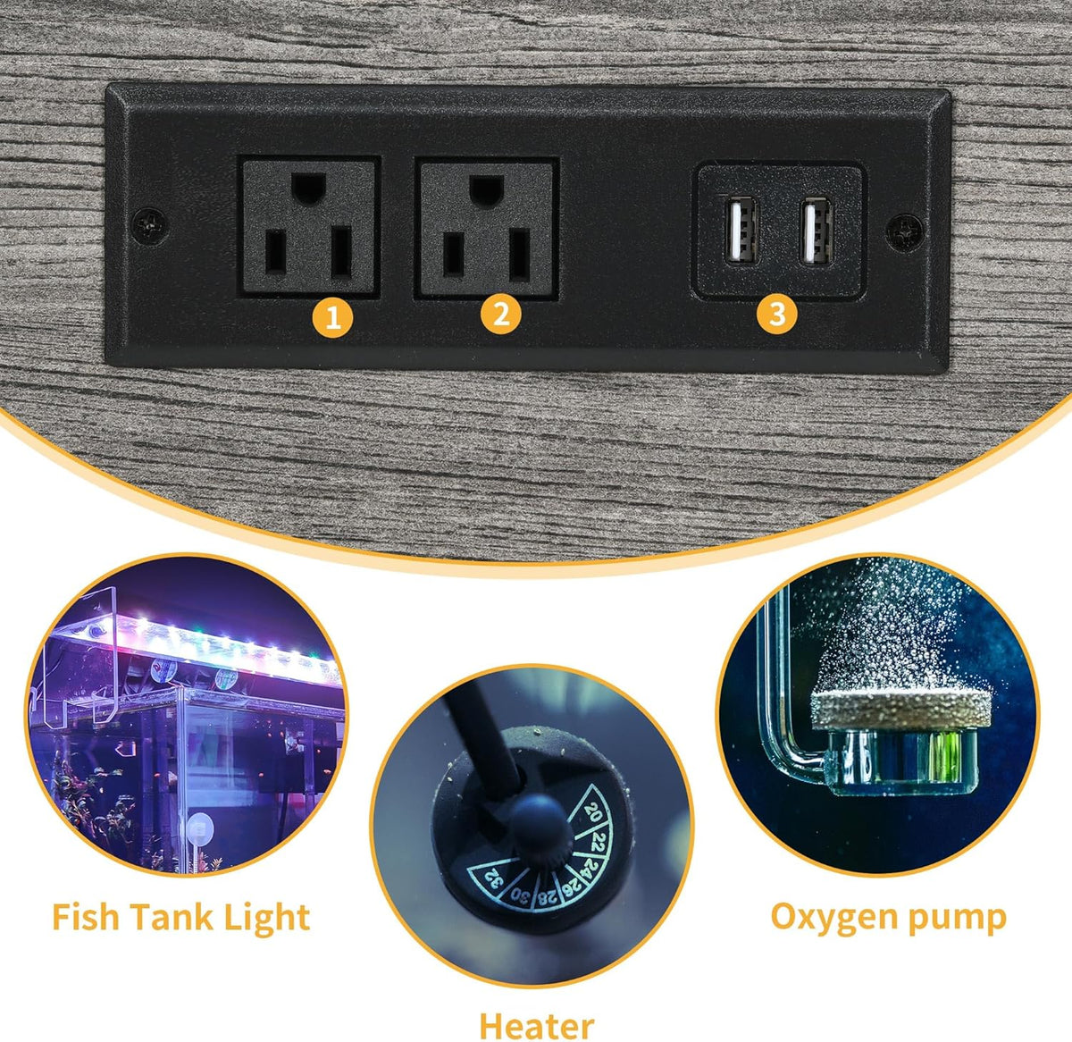 DWVO 40-50 Gallon Aquarium Stand with Power Outlets & LED Light, Cabinet for Fish Tank Accessories