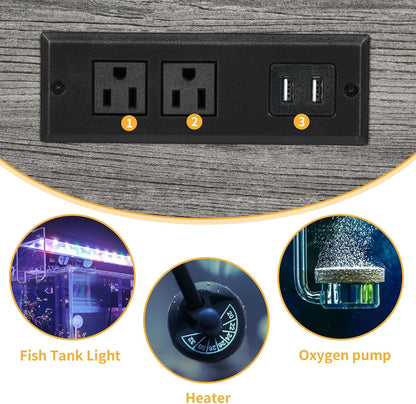 DWVO 40-50 Gallon Aquarium Stand with Power Outlets & LED Light, Cabinet for Fish Tank Accessories