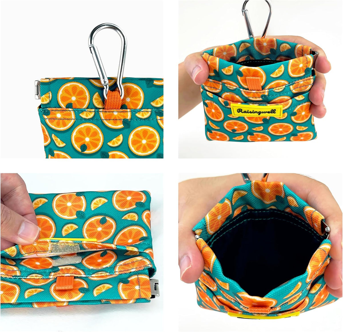 Dog Treat Pouch,Cotton Pocket Sized Training Holder, Hand Free Walking Funny Bag with Carabiner