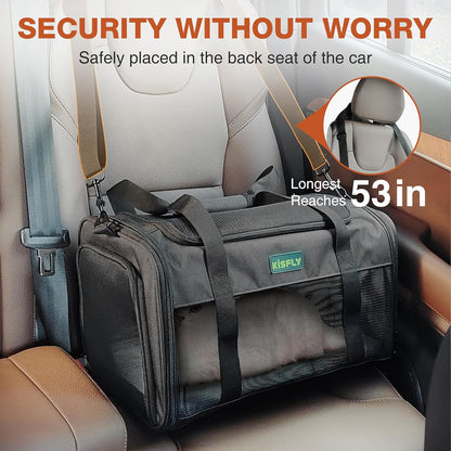 Airline Approved Cat and Small Dog Carrier – Soft-Sided, Foldable Under-Seat Travel Bag for Pets up