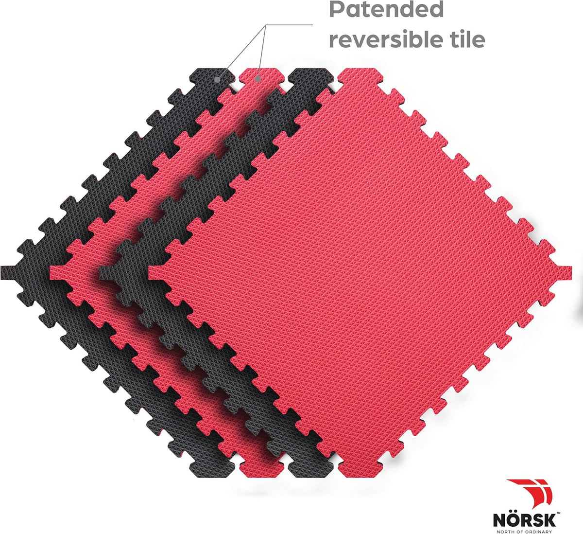 Norsk Reversible Gym Exercise Mats 3/4" Thick EVA Interlocking Foam Tiles, Perfect Home Gym