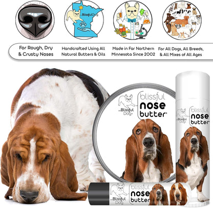 The Blissful Dog Basset Hound Nose Butter for Dry, Cracked Skin, Lick-Safe Dog Nose Balm with