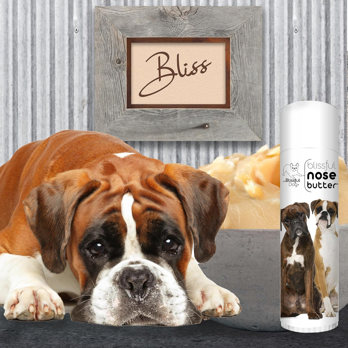 The Blissful Dog Boxer Duo Nose Butter for Dry, Cracked Skin, Lick-Safe Dog Nose Balm with