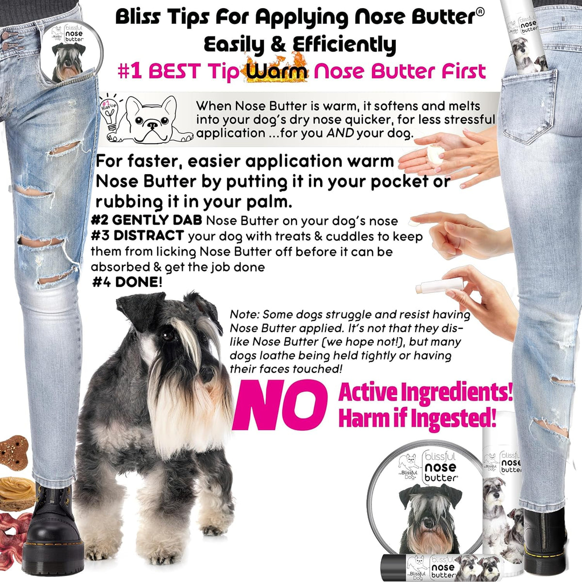 The Blissful Dog Schnauzer Nose Butter for Dry, Cracked Skin, Lick-Safe Dog Nose Balm with