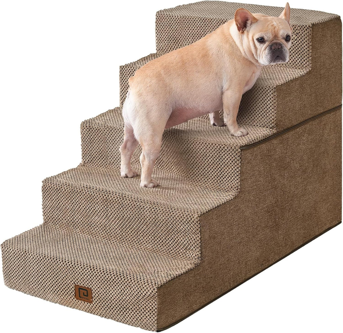 EHEYCIGA Dog Stairs for High Bed 25" H, 5-Step Extra Wide Dog Steps for Bed, Pet Steps for Small