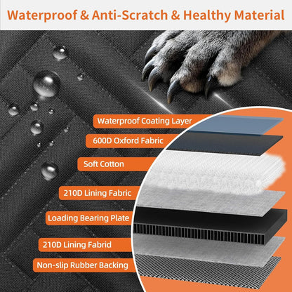 Back Seat Extender for Dogs,Dog Car Seat Cover for Back Seat,Hard Bottom Dog Bed for Car with Mesh