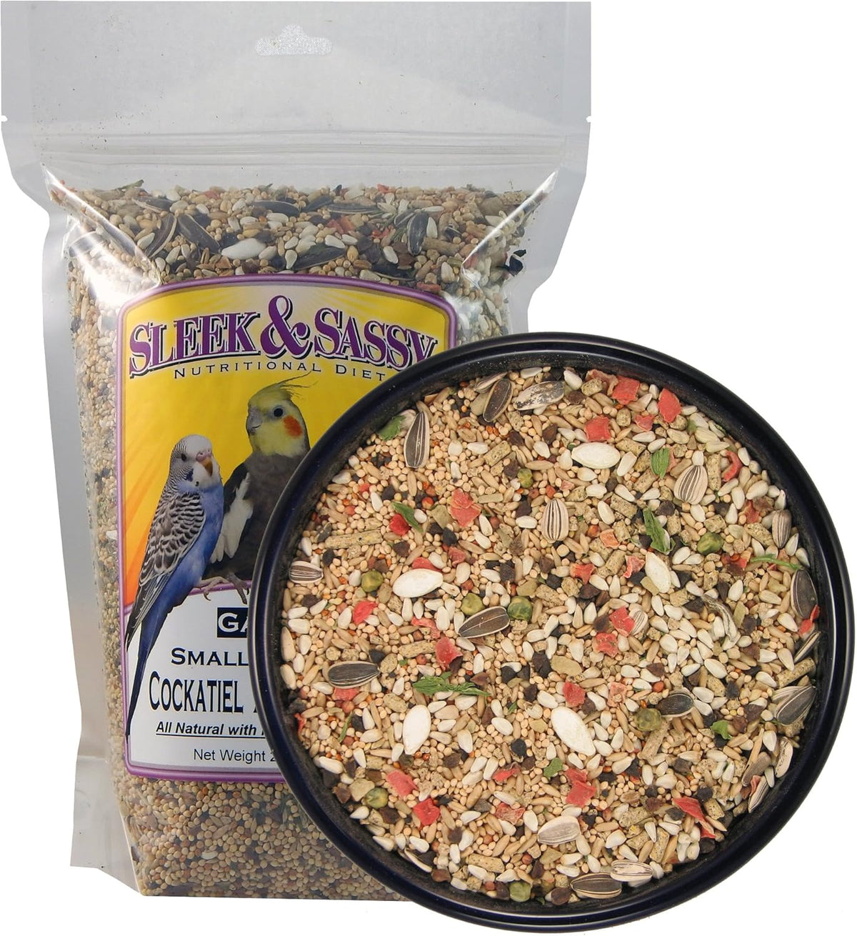 SLEEK & SASSY Garden Small Hookbill Bird Food for Cockatiels, Lovebirds, Quaker Parrots & Small