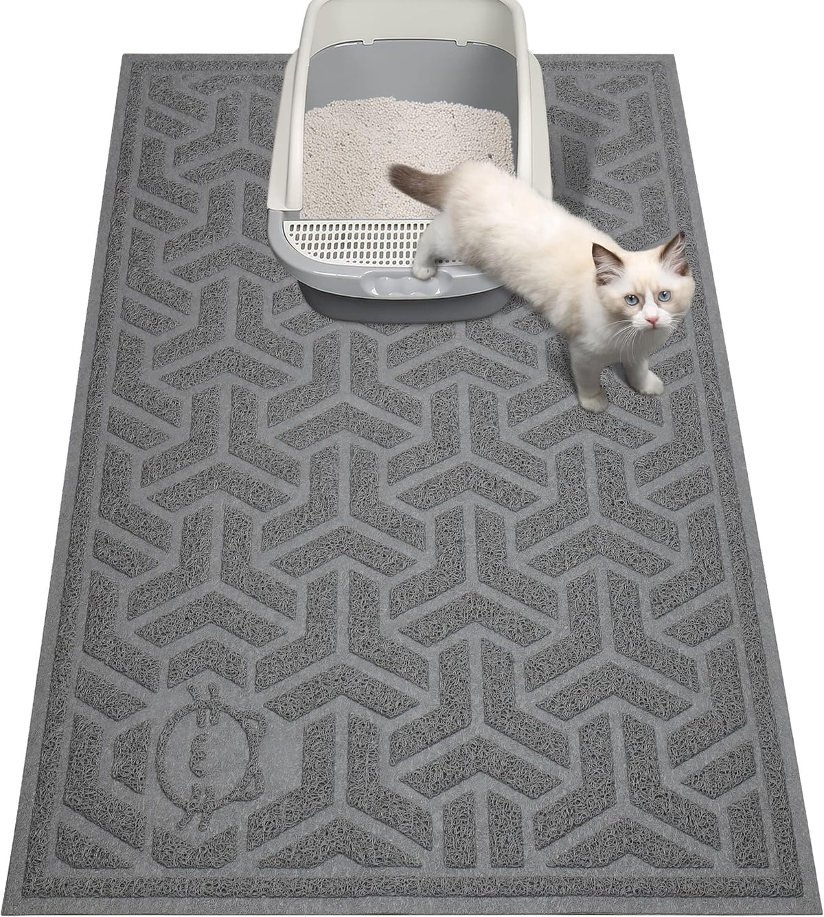 UPSKY Cat Litter Mat, Litter Trapping Mat Soft on Kitty Paws, Large Litter Box Mat 35" x 24"