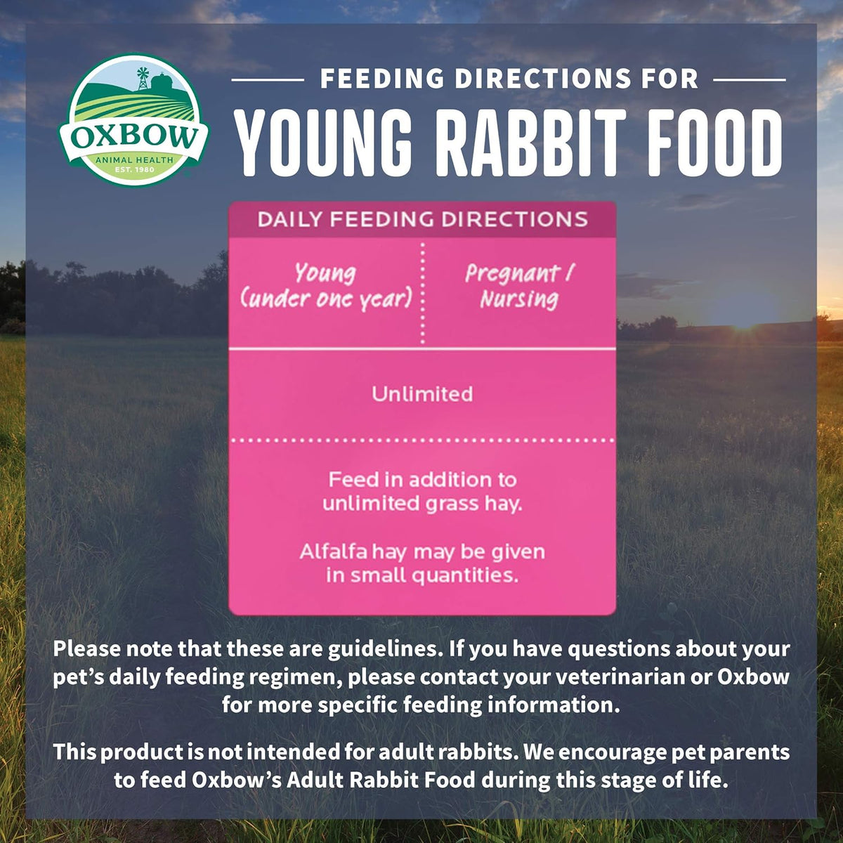 Oxbow Essentials Rabbit Food, Young, Made Alfalfa for Rabbit, Pet Pellets with Vitamins & Minerals