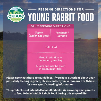 Oxbow Essentials Rabbit Food, Young, Made Alfalfa for Rabbit, Pet Pellets with Vitamins & Minerals