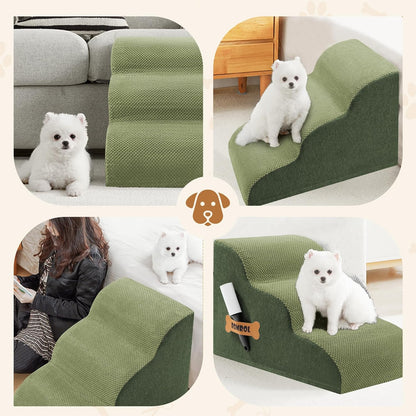 Romrol Dog Stairs Ramp for High Beds Couches, High Density Foam Pet Steps with Durable Non-Slip
