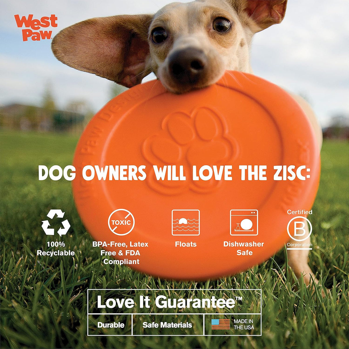 West Paw Zogoflex Zisc Dog Flying Disc, High Flying Aerodynamic Disc for Dogs Puppy – Lightweight