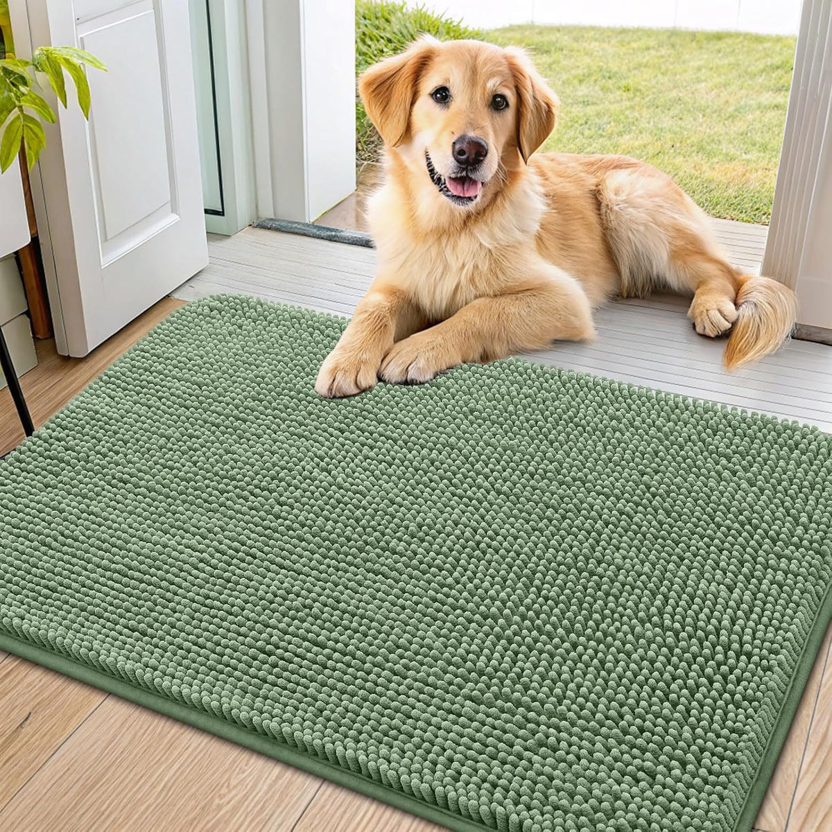 Smiry Dog Door Mat for Muddy Paws 36x24, Absorbs Moisture and Dirt Doormat, Non-Slip Washable Quick