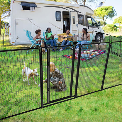 Dog Playpen Outdoor Extra Wide 8 Panels Heavy Duty Dog Fence 47" Height Anti-Rust with Doors