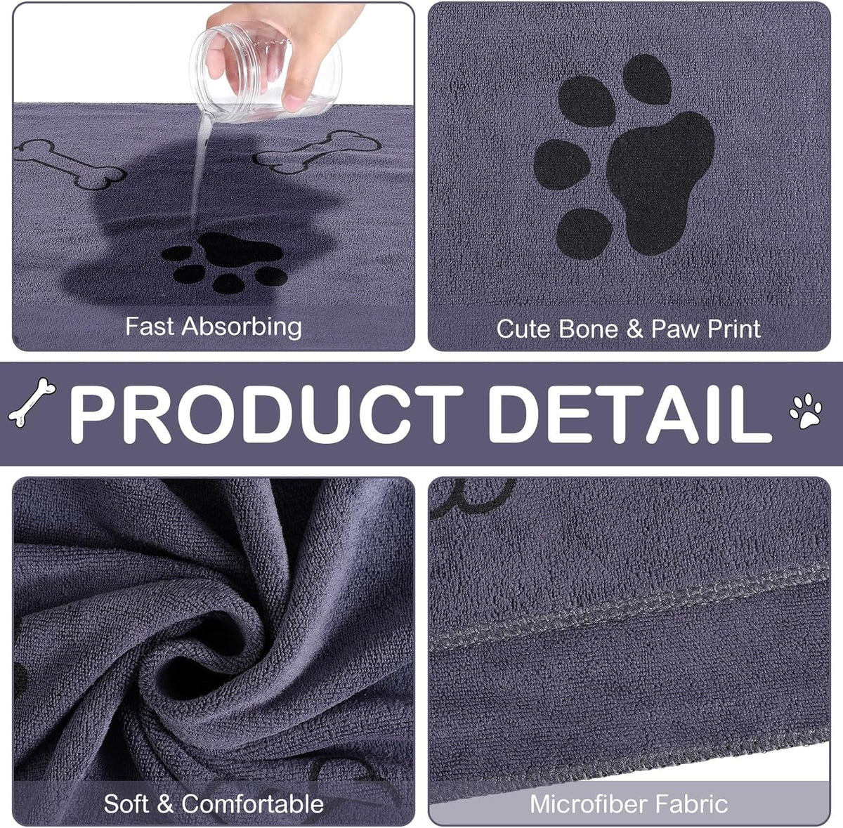 Chumia 8 Pcs Dog Towels for Drying Dogs Cats Pet Towels Bulk Puppy Microfiber Quick Drying Paw Bath