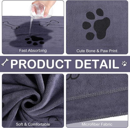 Chumia 8 Pcs Dog Towels for Drying Dogs Cats Pet Towels Bulk Puppy Microfiber Quick Drying Paw Bath