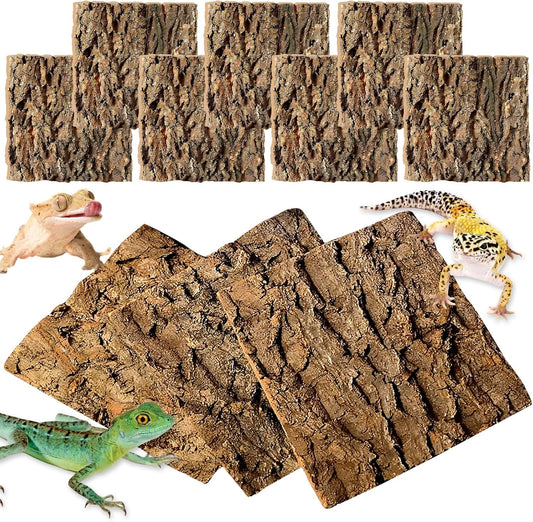 kathson 10PCS Cork Tile Background Bark 7.9”Lx7.9”W Reptile Tank Background Terrarium Backdrop Wall