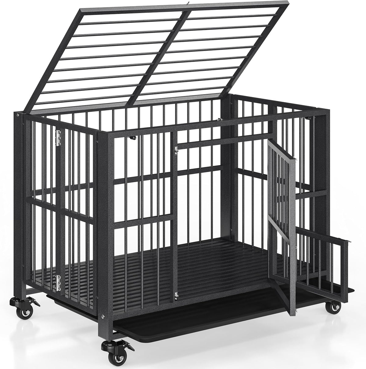 Polar Aurora Heavy Duty Dog Crate, Foldable Indestructible Dog Kennel, Escape Proof Extra Large Dog