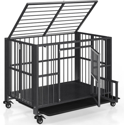 Polar Aurora Heavy Duty Dog Crate, Foldable Indestructible Dog Kennel, Escape Proof Extra Large Dog