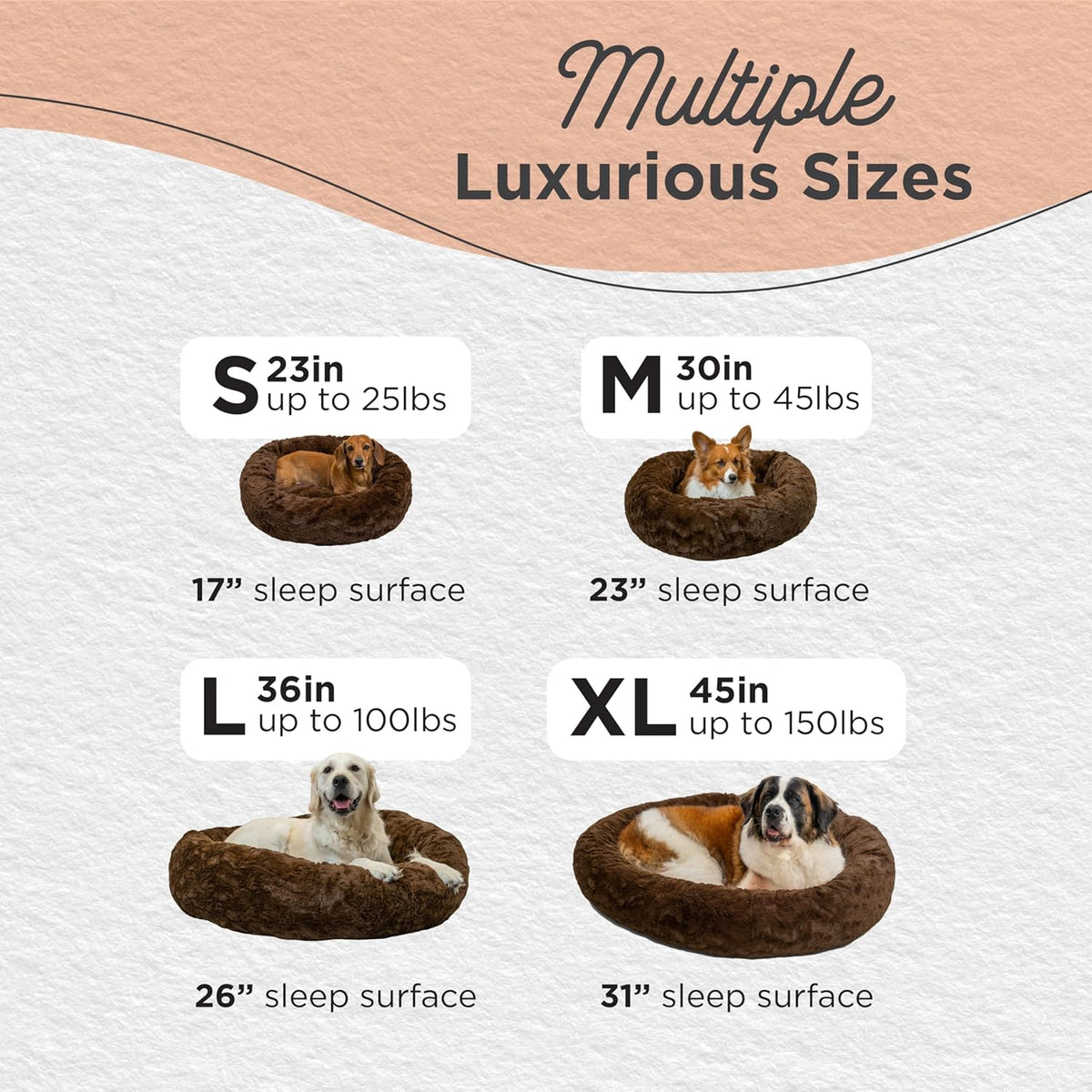 Best Friends by Sheri Original Calming Donut Dog and Cat Bed, Lux Faux Fur, Dark Brown, (30in x