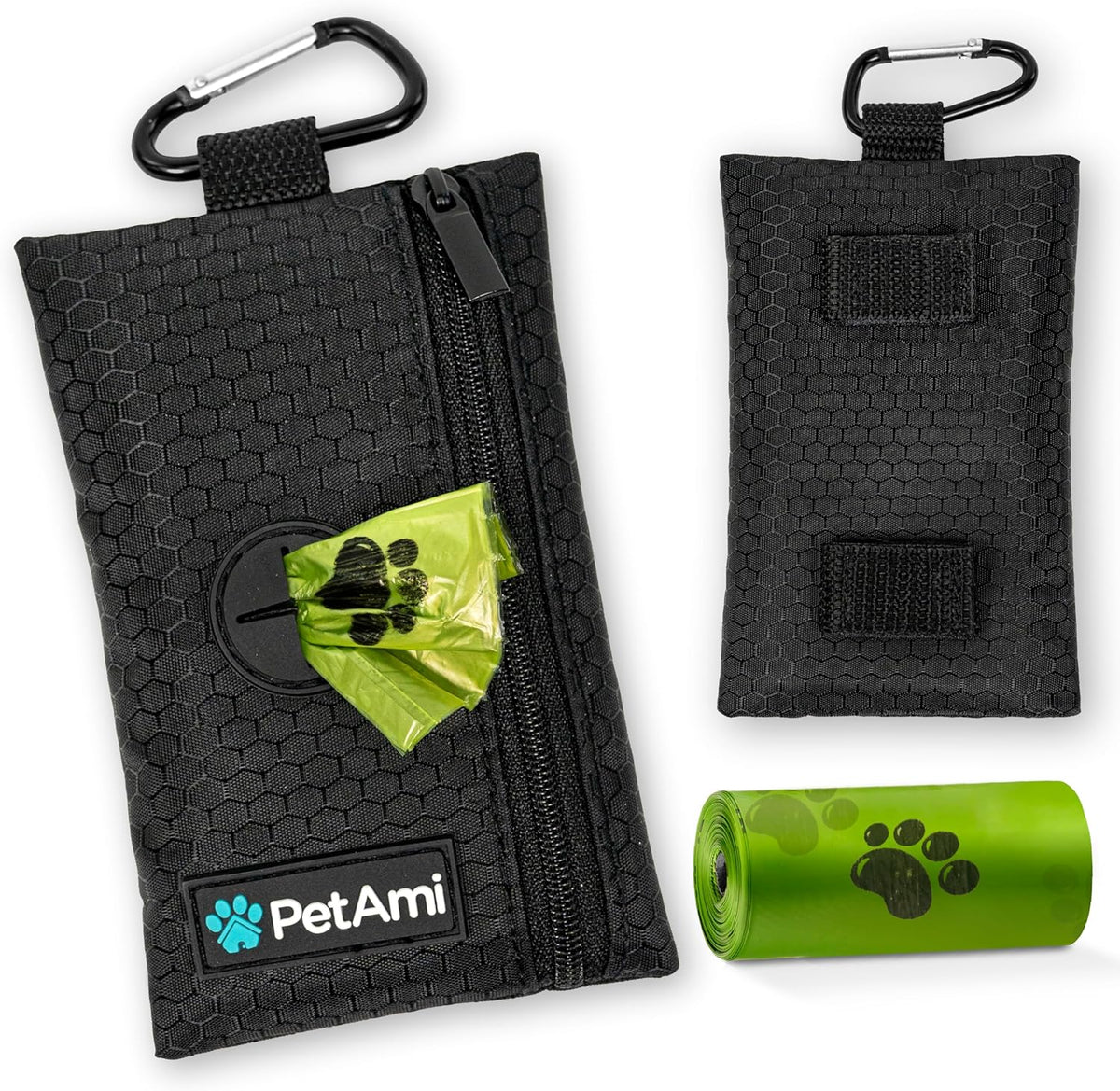 PetAmi Dog Poop Bag Holder for Leash, Dog Poop Bag Dispenser with Clip, Dog Waste Bag Holder for