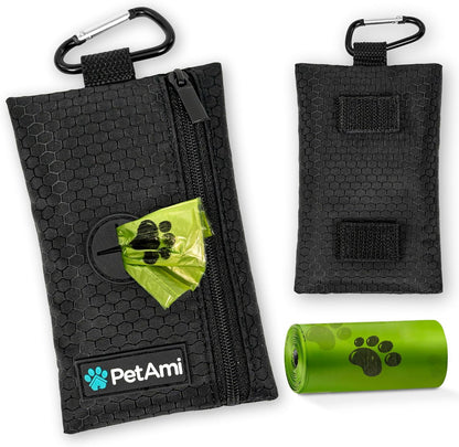 PetAmi Dog Poop Bag Holder for Leash, Dog Poop Bag Dispenser with Clip, Dog Waste Bag Holder for