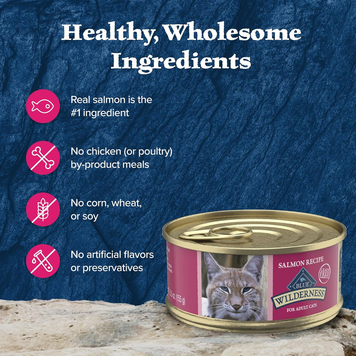 Blue Buffalo Wilderness Natural High-Protein Grain-Free Wet Food for Adult Cats, Salmon Paté