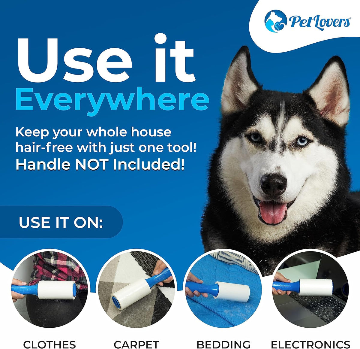 PetLovers Extra Sticky Lint Roller 6 Pack of Refills Only - No Handle Included - 90 Sheets Per