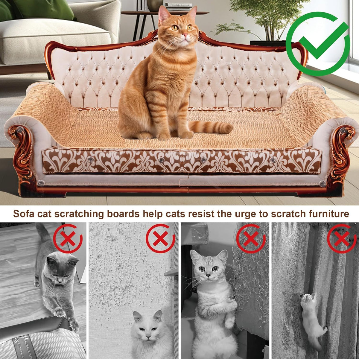 Scratching Sofa, Couch Shaped Thick Scratching Cardboard, Lounge Bed for Indoor Rest&Play, Sofa
