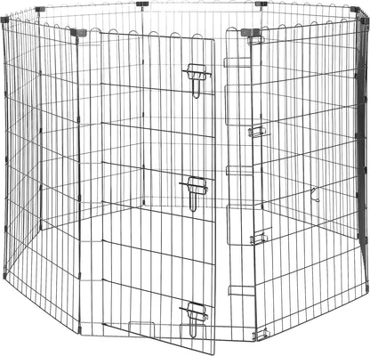 Amazon Basics Foldable Octagonal Metal Exercise Dog Playpen - Indoor/Outdoor, Single Door, Large (8