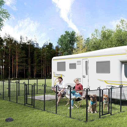 Dog Playpen Outdoor 24 Panels Heavy Duty Dog Fence 47" Height Anti-Rust with Doors Portable for RV